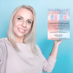 Gender Reveal Feet Pastel Pink Blue Baby Twins Invitation