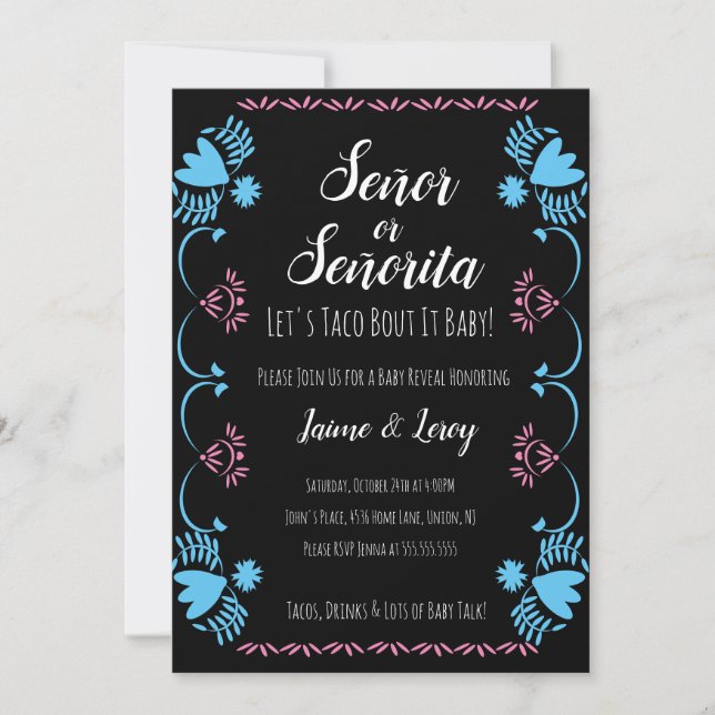 Gender Reveal Fiesta Papel Picado  Invitation (Front)