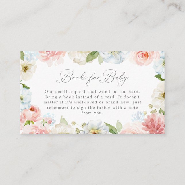Gender Reveal Floral Books for Baby Card (Front)
