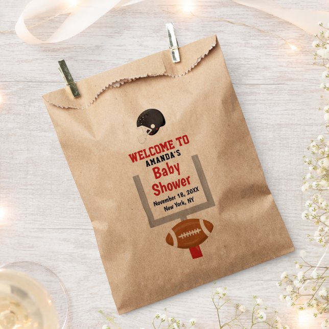 Gender Reveal Football Baby Boy Shower Welcome Favour Bags (Clipped)
