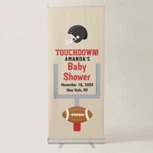 Gender Reveal Football Baby Boy Shower Welcome Retractable Banner