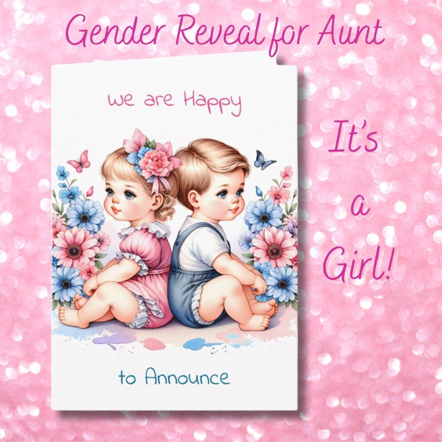 Gender Reveal for an Aunt | We're Having a Girl! Card (Creator Uploaded)