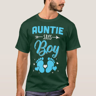 Gender Reveal For Auntie Says Boy Matching Family  T-Shirt