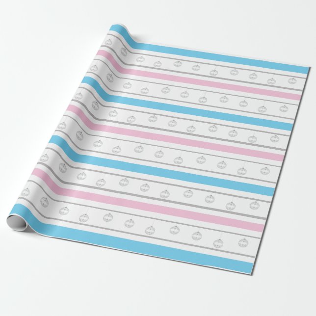 Gender reveal for the holidays wrapping paper (Unrolled)