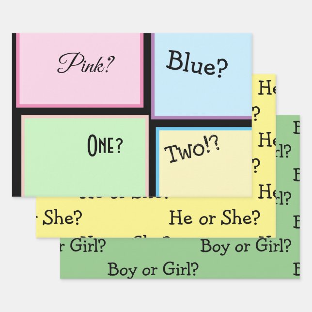 Gender Reveal/Gender Neutral Wrapping Paper Sheet (Set)
