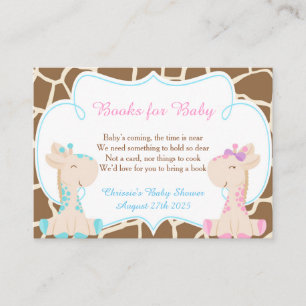 Gender Reveal Giraffe Book Request for Baby Shower Enclosure Card