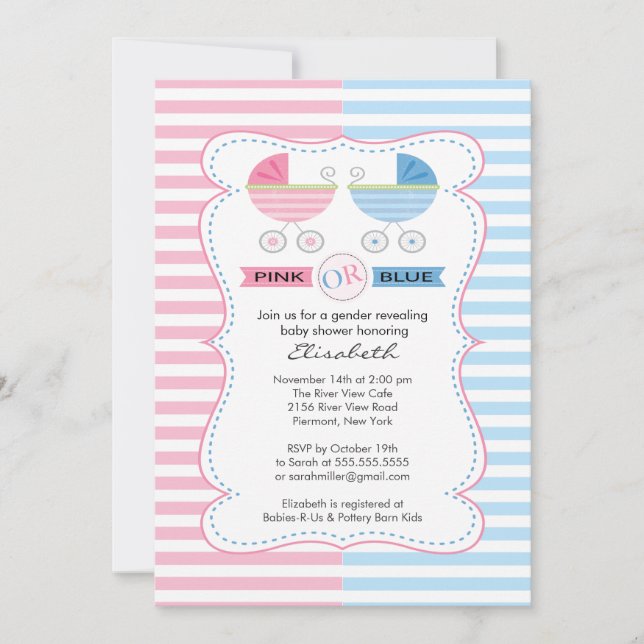 Gender Reveal Girl or Boy Baby Shower Invitation (Front)