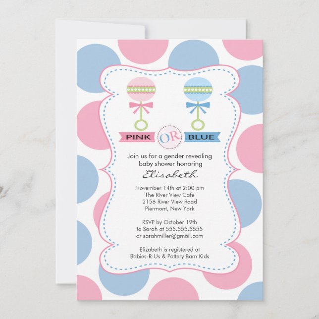 Gender Reveal Girl or Boy Baby Shower Invitation (Front)
