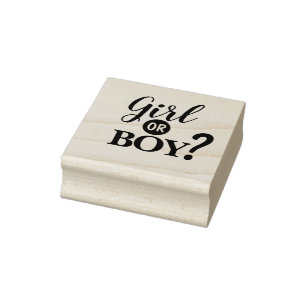 Gender Reveal Girl or Boy Baby Shower Rubber Stamp