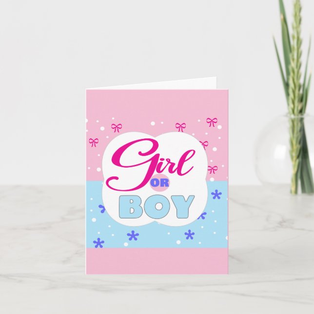 Gender Reveal Girl or Boy  Holiday Card (Front)
