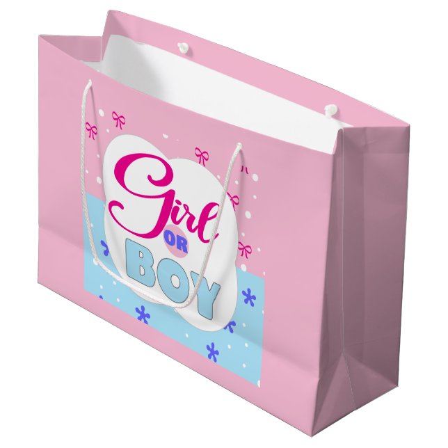Gender Reveal Girl or Boy  Large Gift Bag (Front Angled)