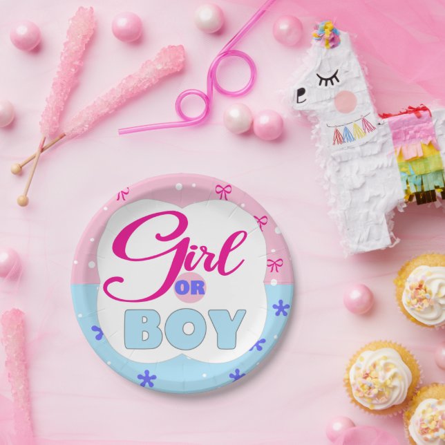 Gender Reveal Girl or Boy  Paper Plate (Party)
