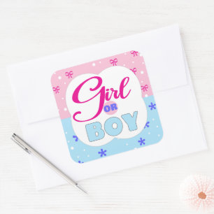 Gender Reveal Girl or Boy  Square Sticker