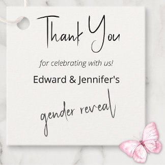 Gender Reveal Girl Pink Butterfly Thank You Tags