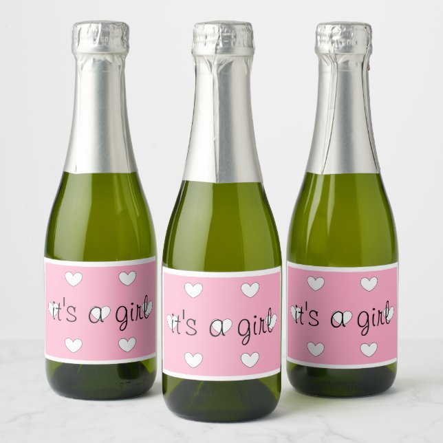 gender reveal (girl) Sparkling Wine labels (set of (Bottles)