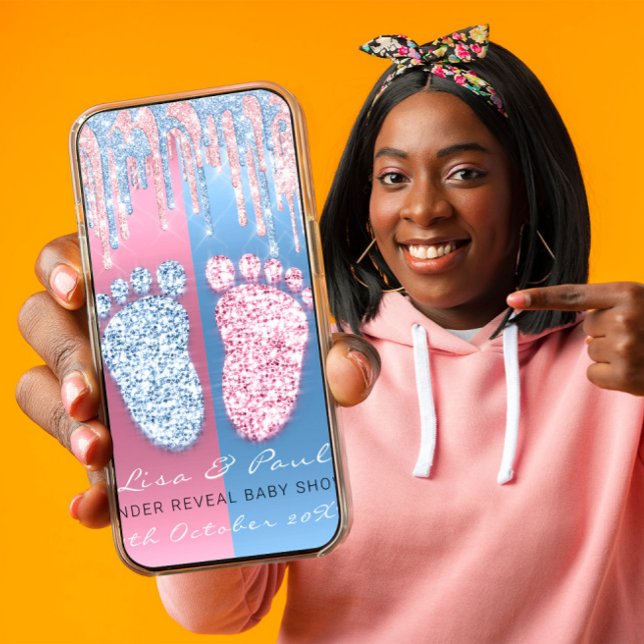 Gender Reveal Glitter VIP Pink Blue Baby Boy Girl Invitation (Gender Reveal Glitter VIP Pink Blue Baby Boy Girl Invitation)