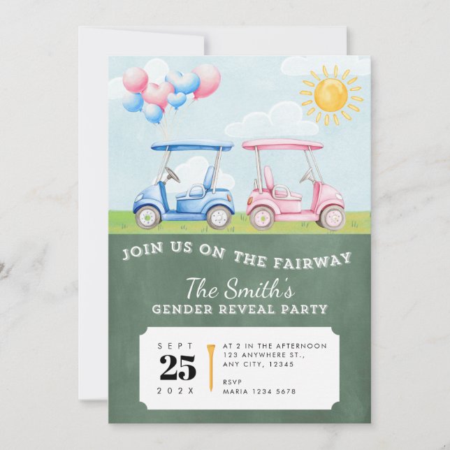 Gender Reveal Golf Theme Invitation (Front)