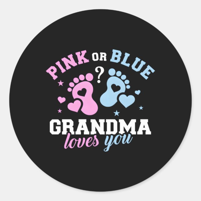 Gender Reveal Grandma Classic Round Sticker (Front)