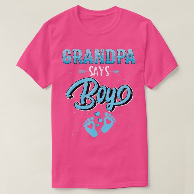 Gender reveal Grandpa says Boy baby matching famil T-Shirt (Design Front)