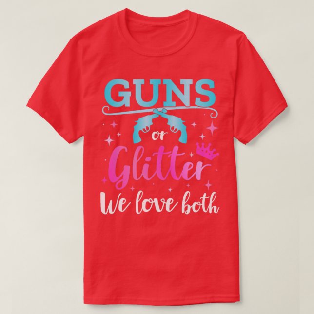 Gender reveal guns glitter love both matching baby T-Shirt (Design Front)