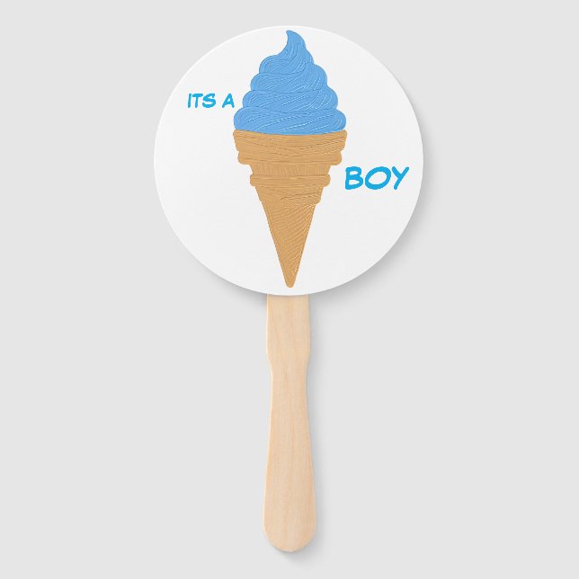 gender reveal hand fans ice cream cones baby party (Front)