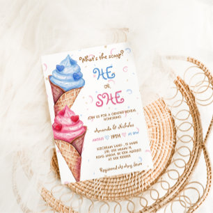 Gender Reveal He Or She Ice Cream  Invitation