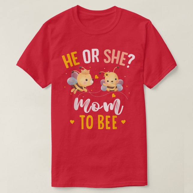 Gender reveal he or she Mum matching family party  T-Shirt (Design Front)