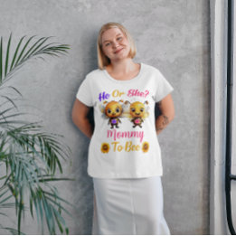 Gender Reveal He or She Mummy to Bee White Plus Size T-Shirt