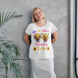Gender Reveal He or She Mummy to Bee White Plus Size T-Shirt