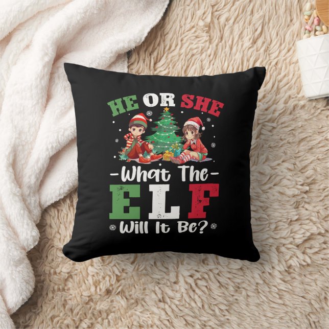 Gender Reveal He or She What the Elf Will It Be Cushion (Blanket)
