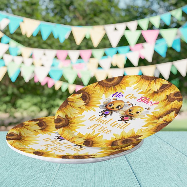 Gender Reveal He or She What Will It Bee Paper Plate (Gender Reveal He or She What Will It Bee Paper Plates)