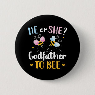 Gender reveal he she godfather matching baby party 6 cm round badge