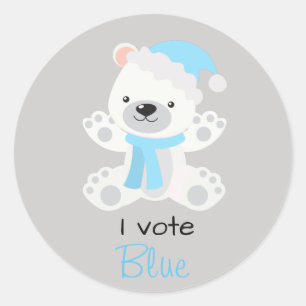 Gender Reveal I Vote Blue Polar Bear Christmas Classic Round Sticker