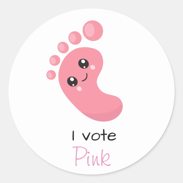Gender Reveal I Vote Pink Baby Shower Classic Round Sticker (Front)