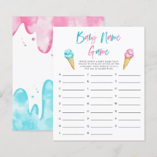 Gender Reveal Ice Cream Baby Name Shower Game