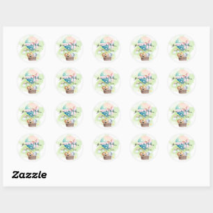 Gender Reveal in Sage Baby Animals Safari Classic Round Sticker