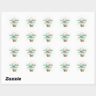 Gender Reveal in Sage Baby Animals Safari Classic Round Sticker