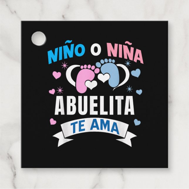 Gender Reveal in Spanish Favour Tags (Front)