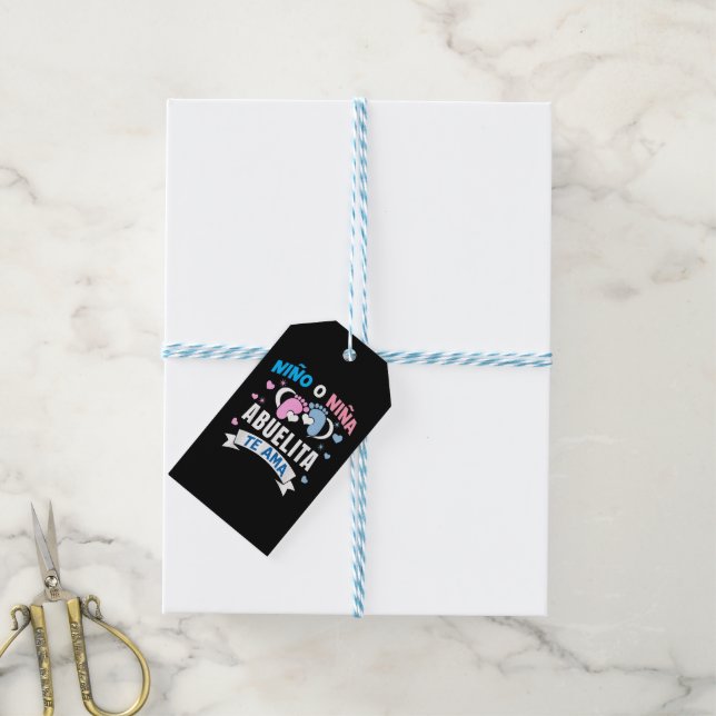 Gender Reveal in Spanish Gift Tags (With Twine)