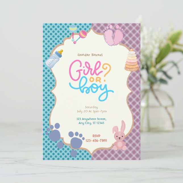 Gender Reveal  Invitation (Standing Front)
