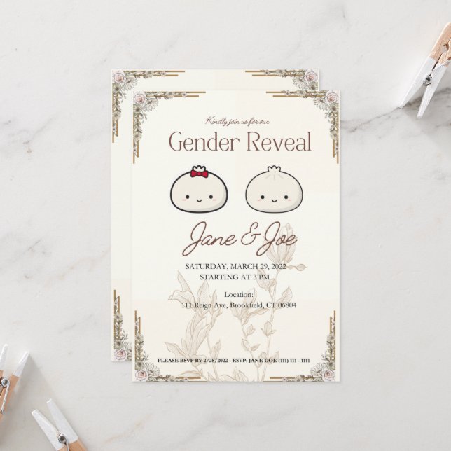 Gender Reveal Invitation (Front/Back In Situ)