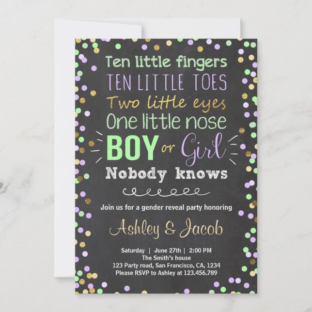 Gender reveal invitation Baby shower Boy or Girl (Front)