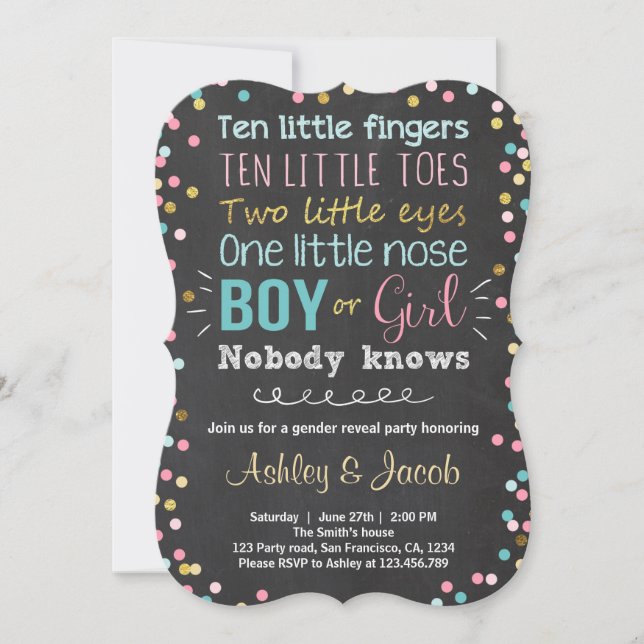 Gender reveal invitation Baby shower Boy or Girl (Front)