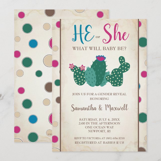 Gender Reveal Invitation, Baby Shower Invitation (Front/Back)