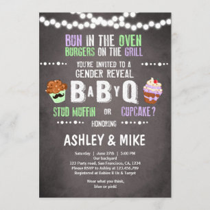Gender Reveal Invitation BabyQ BBQ Couples Shower
