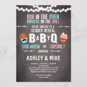 Gender Reveal Invitation BabyQ BBQ Couples Shower