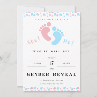 gender reveal invitation,boy or girl, feet invitation