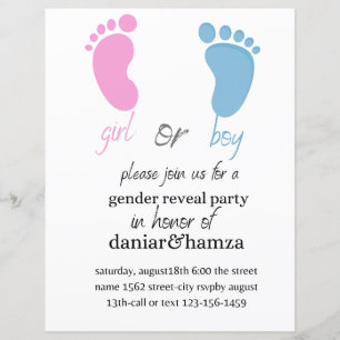 gender reveal invitation, boy or girl, invite