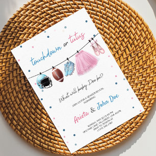 Gender Reveal Invitation card with a football,tutu