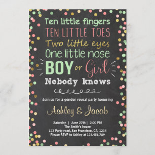 Gender reveal invitation Green Coral Boy or Girl